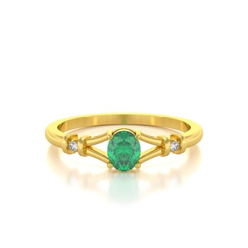 Bague ADEN Or 585 Jaune Solitaire Emeraude et diamants 2.094grs
