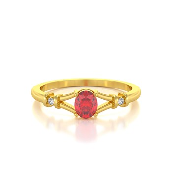 Bague ADEN Or 585 Jaune Solitaire Rubis et diamants 2.094grs