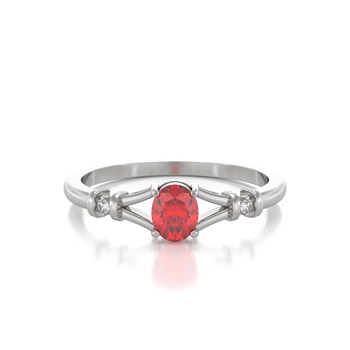 Bague ADEN Or 585 Blanc Solitaire Rubis et diamants 2.094grs