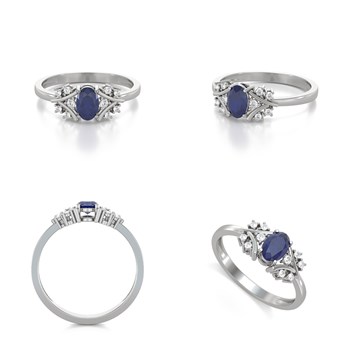 Bague ADEN Or 585 Blanc Saphir et diamants 1.556grs