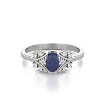 Bague ADEN Or 585 Blanc Saphir et diamants 1.556grs