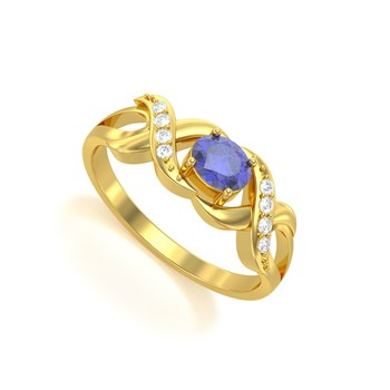 Bague ADEN Or 585 Jaune Tanzanite et diamants 2.684grs