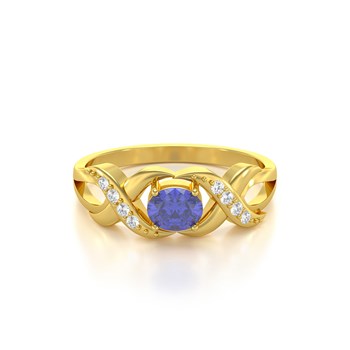 Bague ADEN Or 585 Jaune Tanzanite et diamants 2.684grs