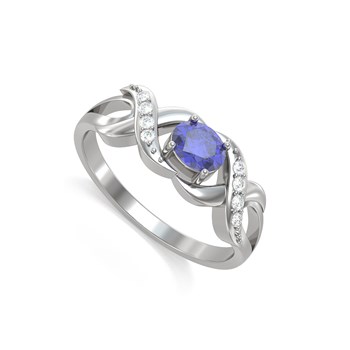 Bague ADEN Or 585 Blanc Tanzanite et diamants 2.684grs
