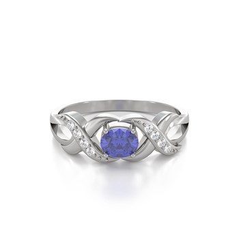 Bague ADEN Or 585 Blanc Tanzanite et diamants 2.684grs