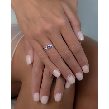 Bague ADEN Or 585 Blanc Tanzanite et diamants 2.684grs