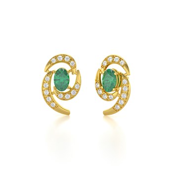 Boucles d'oreilles ADEN Or 585 Jaune et Emeraude 2.6grs