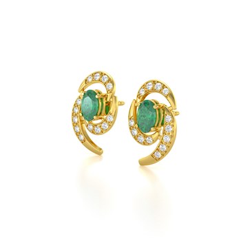 Boucles d'oreilles ADEN Or 585 Jaune et Emeraude 2.6grs