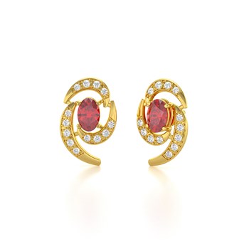 Boucles d'oreilles ADEN Or 585 Jaune et Rubis 2.6grs