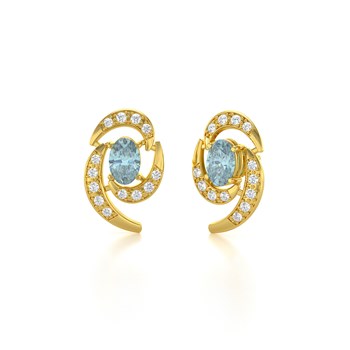 Boucles d'oreilles ADEN Or 585  Jaune et Aigue-Marine 2.6grs