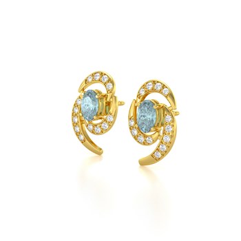 Boucles d'oreilles ADEN Or 585  Jaune et Aigue-Marine 2.6grs