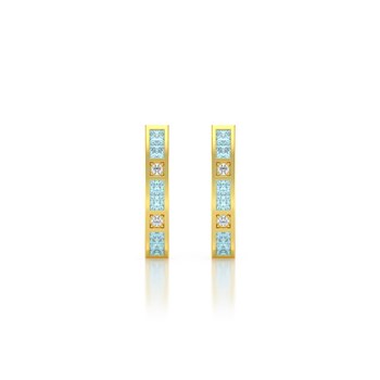 Boucles d'oreilles ADEN Or 585 Jaune Aigue-Marine et Diamants 2.40grs