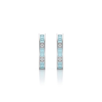 Boucles d'oreilles ADEN Or 585 Blanc Aigue-Marine et Diamants 2.40grs