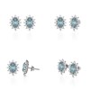 Boucles d'oreilles ADEN Or 585 Blanc Fleur Aigue-Marine et Diamants 1.4grs - vue V2