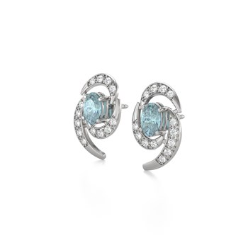 Boucles d'oreilles ADEN Or 585 Blanc et Aigue-Marine 2.6grs