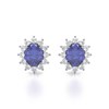 Boucles d'oreilles ADEN Or 585 Blanc Fleur Tanzanite et Diamants 1.25grs - vue V1