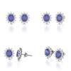 Boucles d'oreilles ADEN Or 585 Blanc Fleur Tanzanite et Diamants 1.25grs - vue V2
