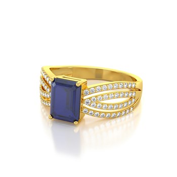 Bague ADEN Or 585 Jaune Saphir et diamants 2.97grs