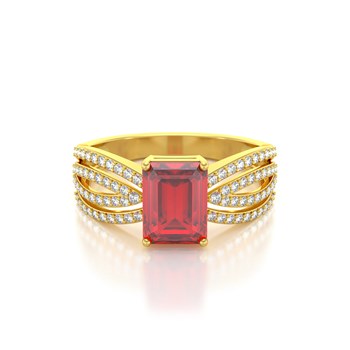 Bague ADEN Or 585 Jaune Rubis et diamants 2.97grs