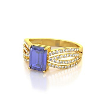 Bague ADEN Or 585 Jaune Tanzanite et diamants 2.97grs