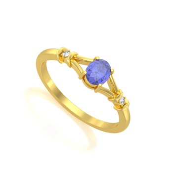 Bague ADEN Or 585 Jaune Tanzanite et diamants 2.094grs
