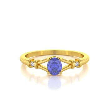 Bague ADEN Or 585 Jaune Tanzanite et diamants 2.094grs