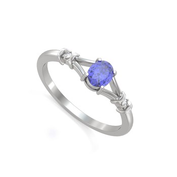 Bague ADEN Or 585 Blanc Tanzanite et diamants 2.094grs