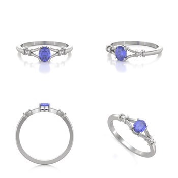 Bague ADEN Or 585 Blanc Tanzanite et diamants 2.094grs