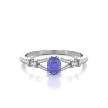 Bague ADEN Or 585 Blanc Tanzanite et diamants 2.094grs