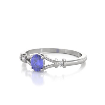 Bague ADEN Or 585 Blanc Tanzanite et diamants 2.094grs