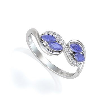 Bague Tanzanite et diamants sur Argent 925 1.546grs