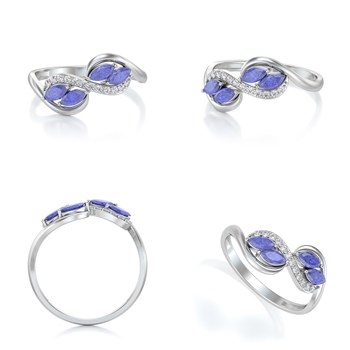 Bague Tanzanite et diamants sur Argent 925 1.546grs