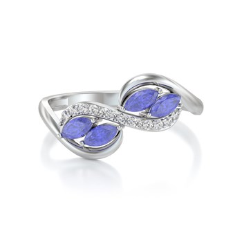Bague Tanzanite et diamants sur Argent 925 1.546grs