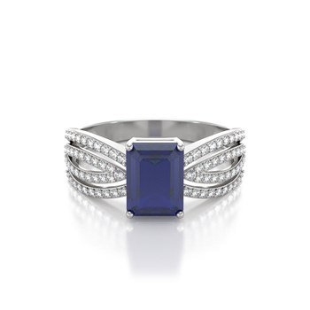 Bague Saphir et diamants sur Argent 925 2.97grs