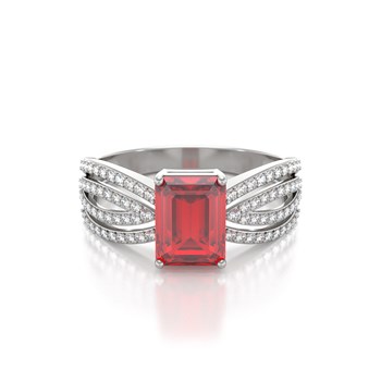 Bague Rubis et diamants sur Argent 925 2.97grs