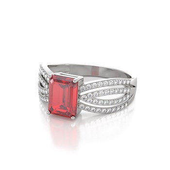 Bague Rubis et diamants sur Argent 925 2.97grs