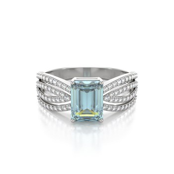 Bague Aigue-Marine et diamants sur Argent 925 2.97grs