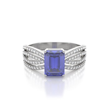 Bague Tanzanite et diamants sur Argent 925 2.97grs