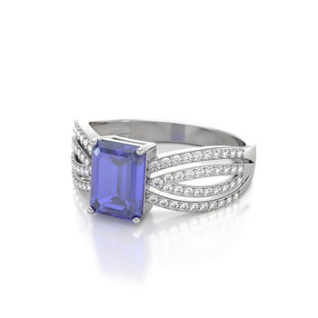 Bague Tanzanite et diamants sur Argent 925 2.97grs