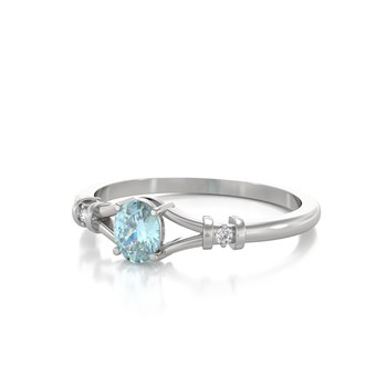 Bague Aigue-Marine et diamants sur Argent 925 2.094grs