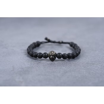 Bracelet souple Esteban en PVD avec lave noir