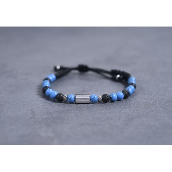 Bracelet souple Dan en Acier 316L avec turquoise bleu turquoise