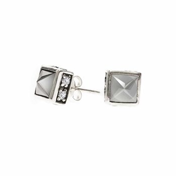 Boucles D'oreilles Argent Classy Pierre Blanche