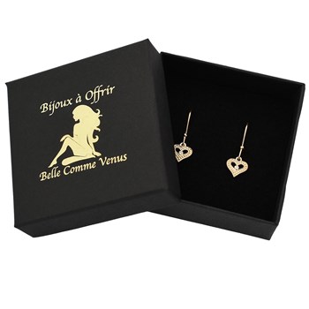 Boucles d'oreilles coeur ajouré oxyde de zirconium Plaqué OR 750 3 microns