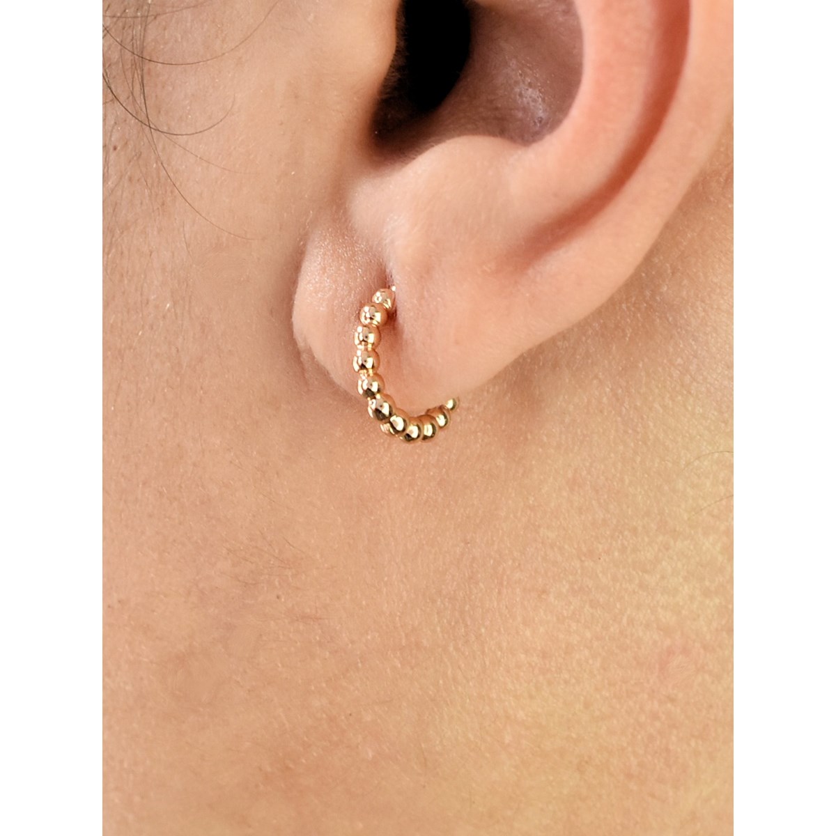 Boucles d'oreilles Créoles suite de boules rondes Plaqué or 750 3 microns - vue 2