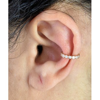 Clip d'oreille earcuff fil serti d'oxydes de zirconium Plaqué OR 750 3 microns