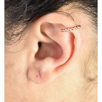 Clip d'oreille earcuff fil effet boules Plaqué OR 750 3 microns