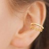 Clip d'oreille earcuff 2 chainettes pendantes Plaqué OR 750 3 microns - vue V2