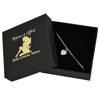 Anklet chain heart pendant set with zirconium oxides 925 Rhodium Silver
