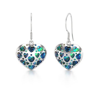 Abalone Mother-of-Pearl & 925 Silver Heart Earrings | Symbole d'Amour - Aden